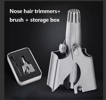 Stainless steel manual nose hair trimmer for men by Belro, washable and portable for precise nose and ear hair grooming.
