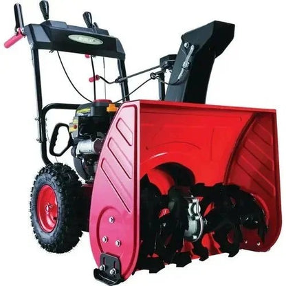 Casavibeo PowerSmart 26-inch two-stage gas snow blower with electric start and self-propelled feature, ready for winter snow clearing.