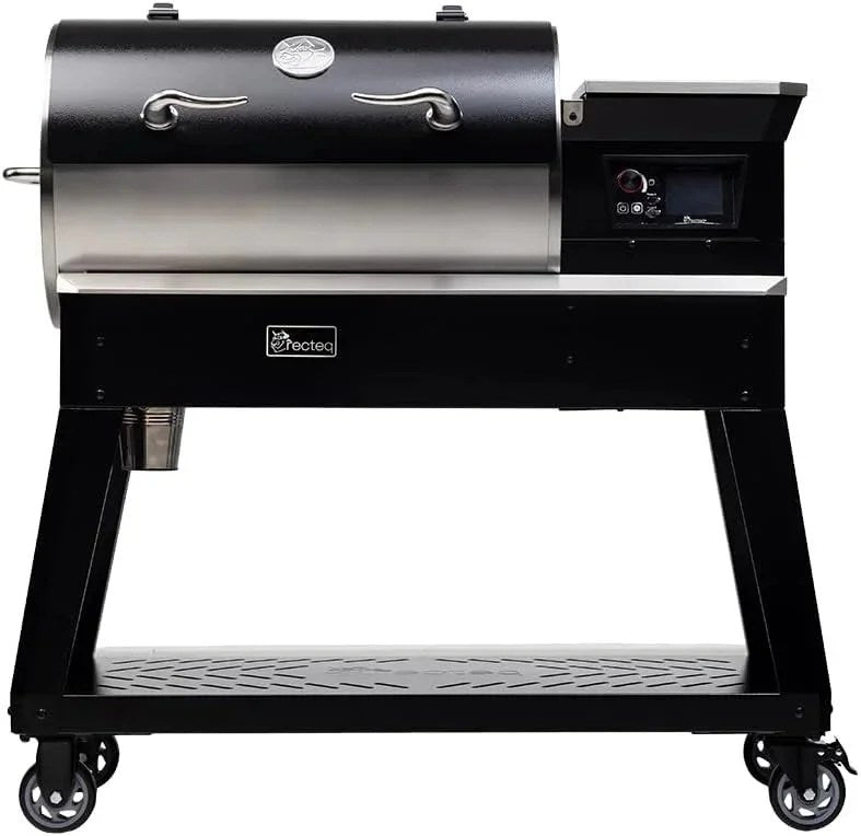 Casavibeo Recteq Patio Legend 400 pellet smoker grill with stainless steel body and digital control panel, ideal for outdoor barbecues.