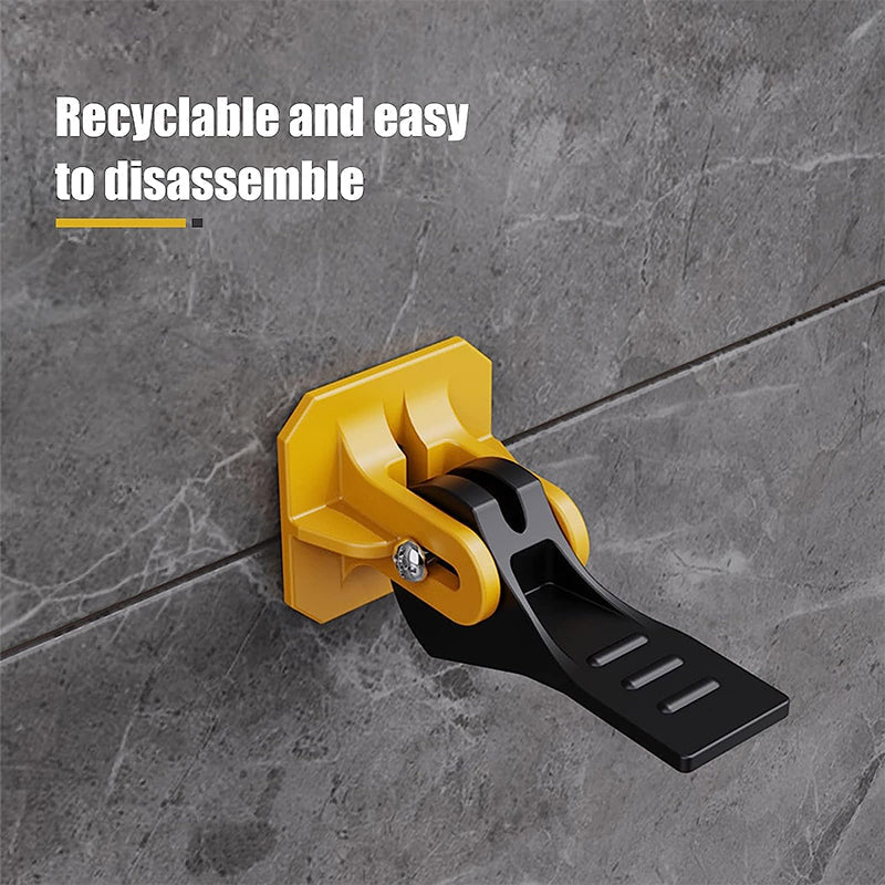 Belro Tile Levelling System tools for precise tile installation, featuring leveling clips and wedges for even surfaces.