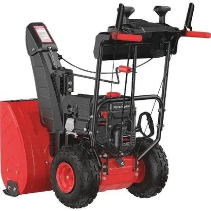 PowerSmart 26-inch two-stage gas snow blower with electric start, featuring a 212cc engine and self-propelled design.