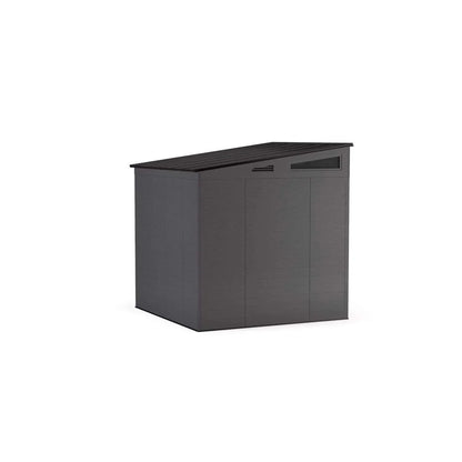 Casavibeo Suncast Modernist 7x7 ft resin vertical storage shed with floor kits, featuring sleek design and durable construction.