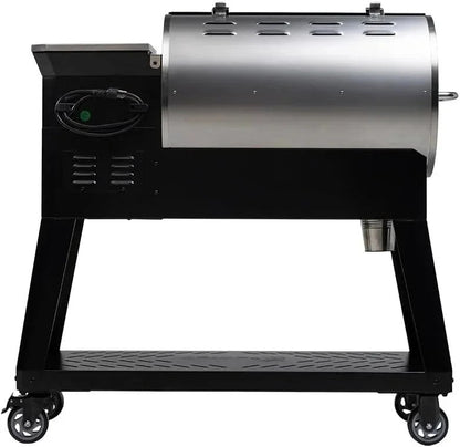 Casavibeo Recteq Patio Legend 400 pellet smoker grill with stainless steel body and digital control panel.