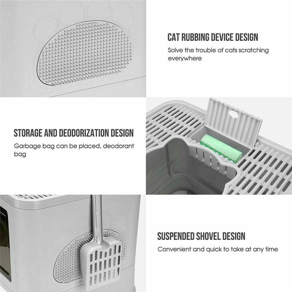 Belro cat litter box in a neutral color, designed for easy cleaning and odor control, suitable for indoor use.