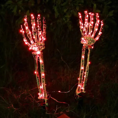 Orange Halloween Skeleton Hand solar light accessory for umbrellas, featuring a spooky skeleton hand design by Belro.