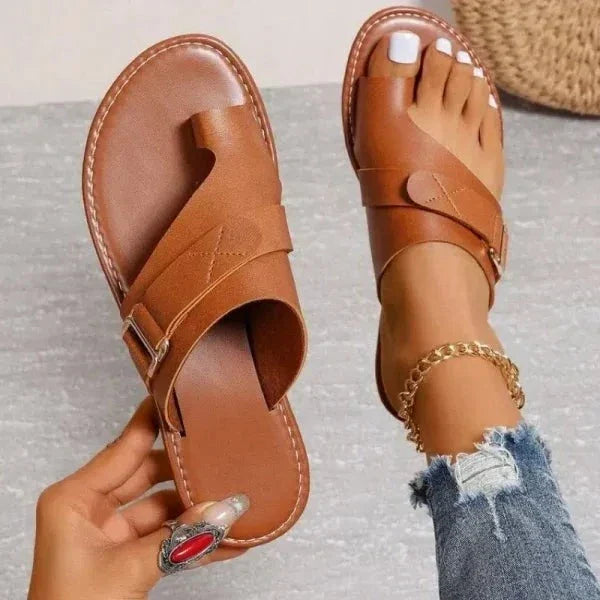 Women's orthopedic bunion correction leather sandals by Belro, featuring supportive design and comfortable fit for foot health.