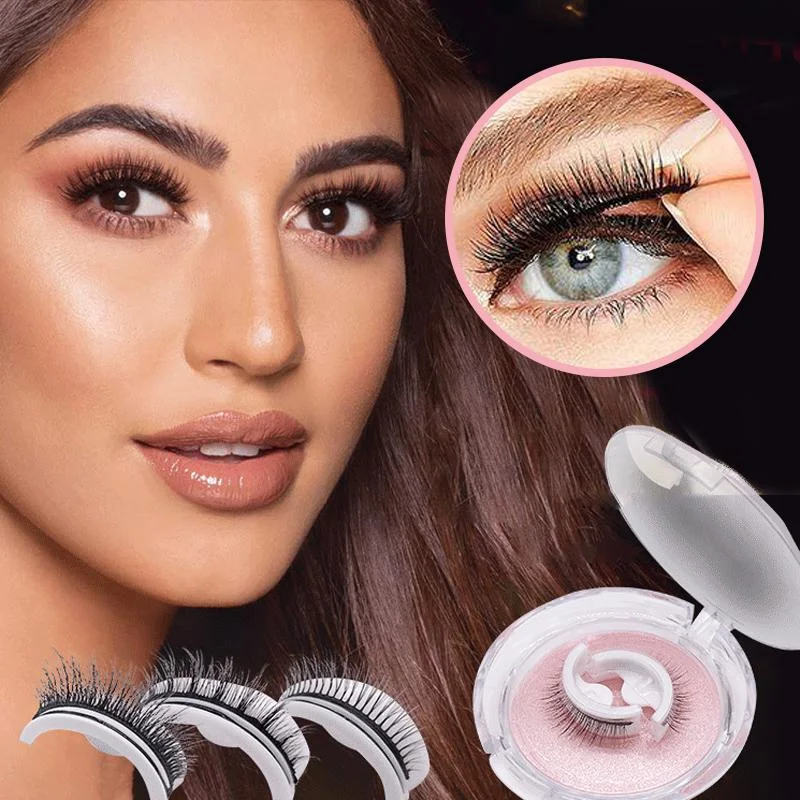Belro premium reusable self-adhesive eyelashes with natural black lash strands and flexible band for easy application.