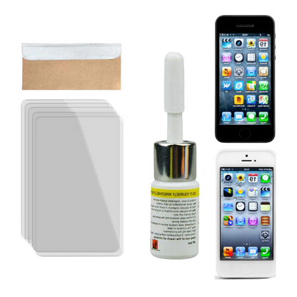 Belro phone screen crack repair kit with tools and adhesive for fixing cracked smartphone screens at home.