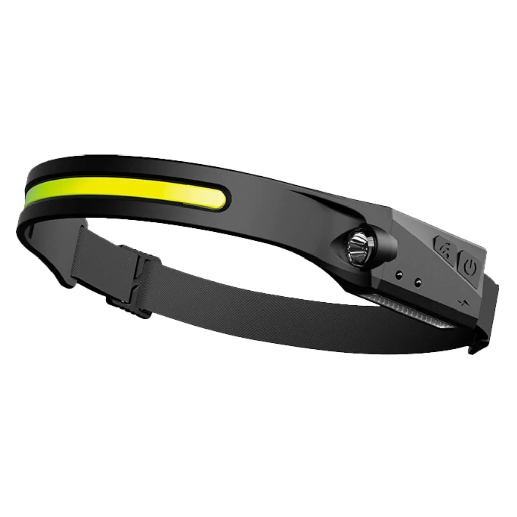 Belro rechargeable LED headlamp with adjustable strap, bright light, and compact design for outdoor and work lighting.