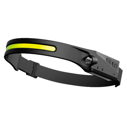 Belro rechargeable LED headlamp with adjustable strap, bright light, and compact design for outdoor and work lighting.