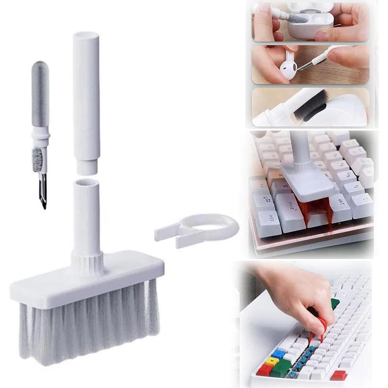 Belro 5 in 1 keyboard and earphone cleaner with brushes and tools for electronic device cleaning, shown in the image.