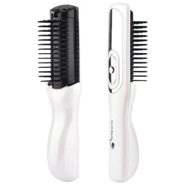 Belro professional hair regrowth laser comb for men, showing the sleek black device with laser treatment slots.