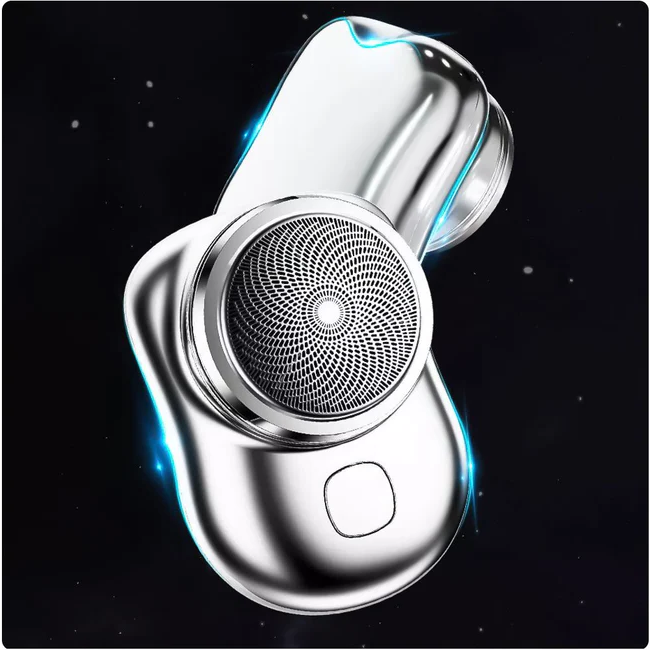 Belro mini-shave portable electric razor for personal grooming, compact handheld shaver with sleek design and dual blades.