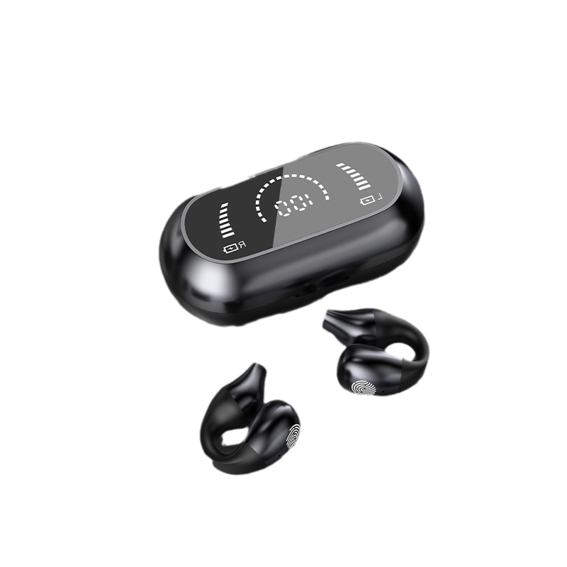 Belro wireless ear clip bone conduction headphones with sleek design and open-ear fit for comfortable listening.