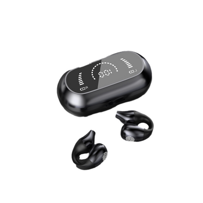 Belro wireless ear clip bone conduction headphones with sleek design and open-ear fit for comfortable listening.