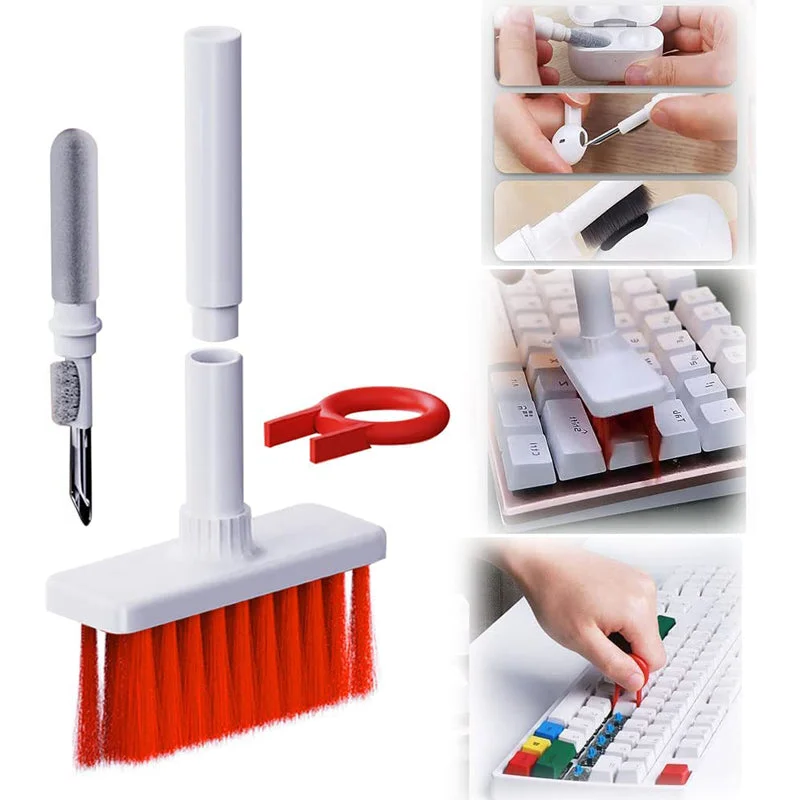Belro 5 in 1 keyboard and earphone cleaner with brushes and tools for electronic device cleaning on white background