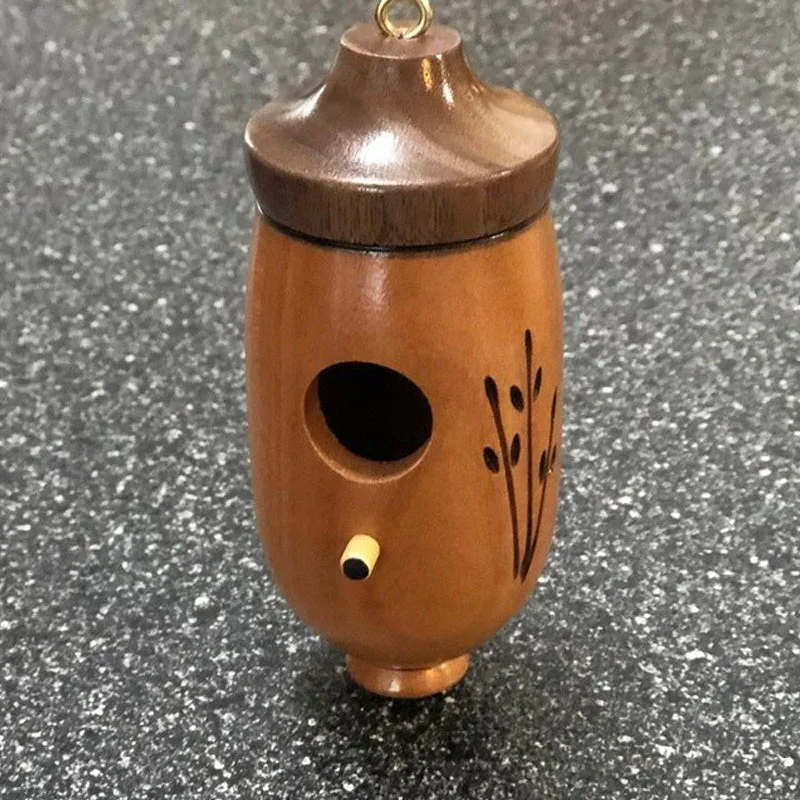 Wooden hummingbird house by Belro, decorative garden decor for nature lovers, showcasing a handcrafted wooden bird shelter.