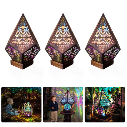 Colorful Bohemian projection night light by Belro, featuring vibrant patterns ideal for relaxing ambient lighting in a bedroom or living space.