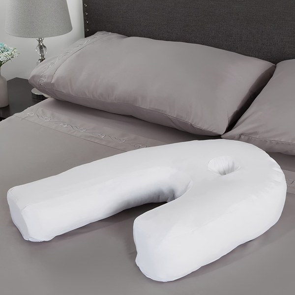 Belro orthopedic side sleeper pillow with ear hole, contoured health and beauty pillow designed for comfortable side sleeping.