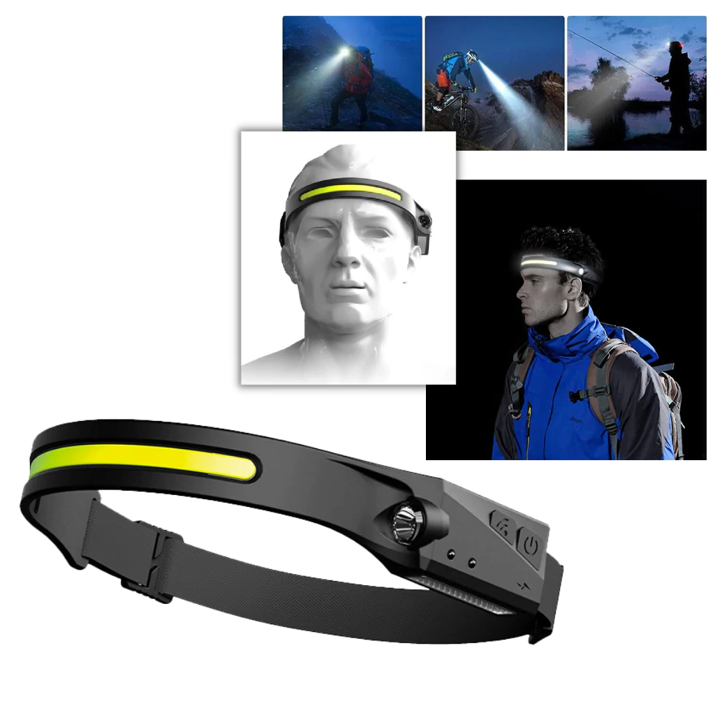 Belro rechargeable LED headlamp with adjustable strap, bright white light, and compact design for hands-free illumination.