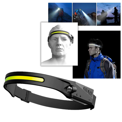 Belro rechargeable LED headlamp with adjustable strap, bright white light, and compact design for hands-free illumination.