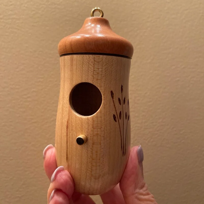 Wooden hummingbird house by Belro, decorative garden birdhouse for natural lovers, crafted from wood, perfect for outdoor garden decor.