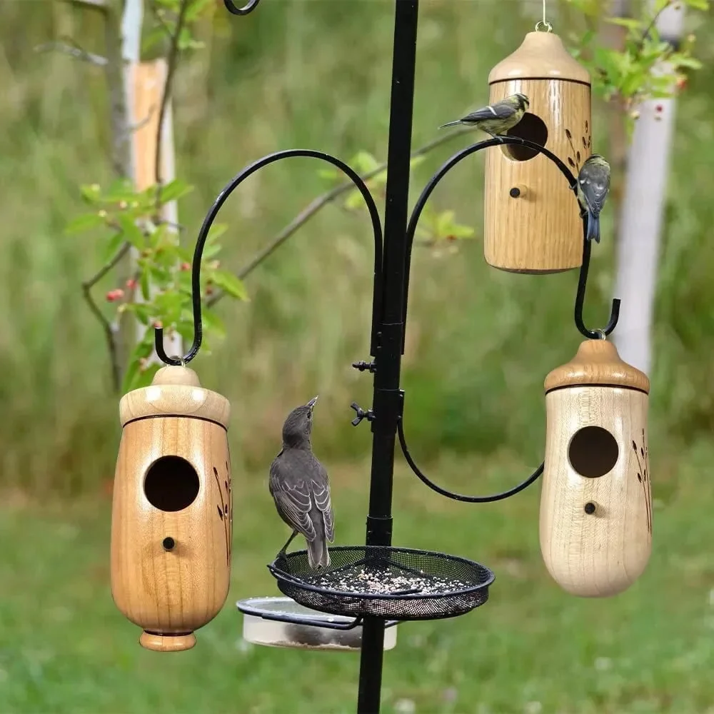 Belro wooden hummingbird house for garden decor, featuring a charming natural design with a small entrance and rustic finish.