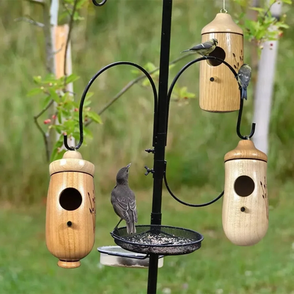 Belro wooden hummingbird house for garden decor, featuring a charming natural design with a small entrance and rustic finish.