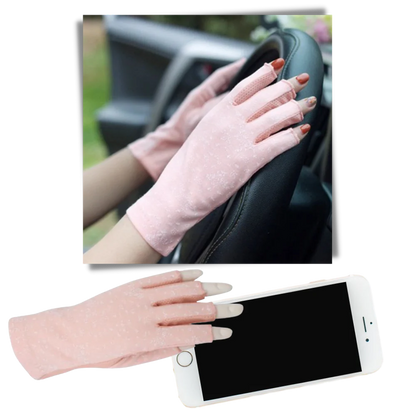 Belro UV-protective cotton gloves, stylish accessory with a comfortable fit and soft fabric, designed for sun protection and fashion.