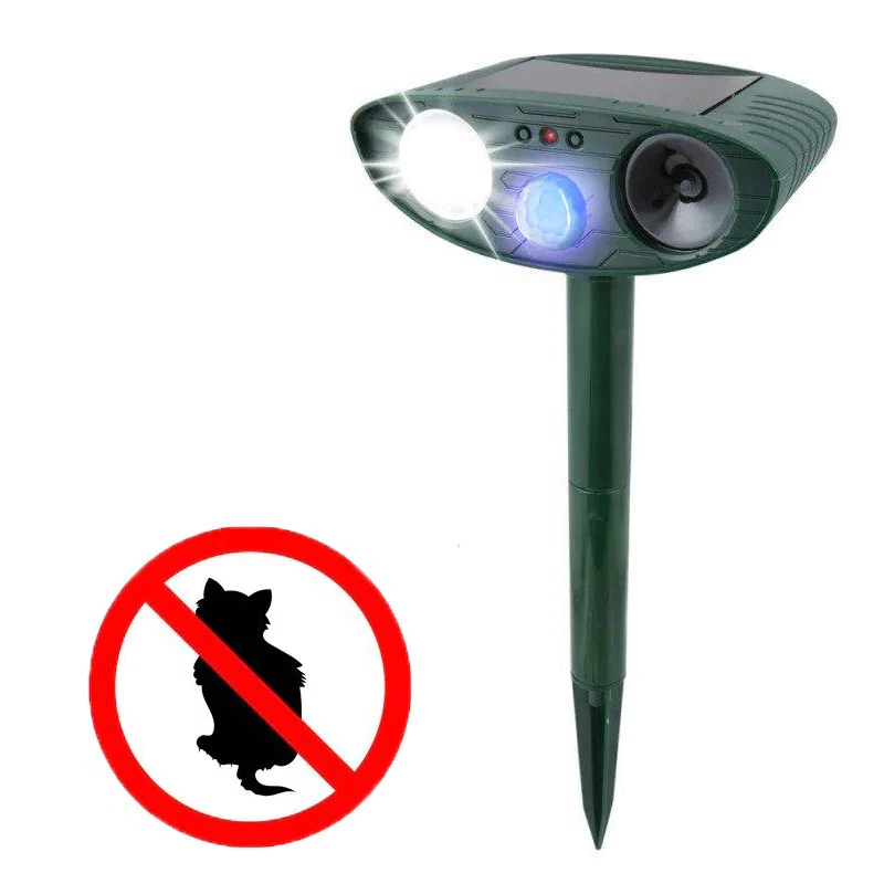 Belro outdoor solar ultrasonic dog repeller device for pest control, designed to deter dogs from gardens and outdoor spaces.