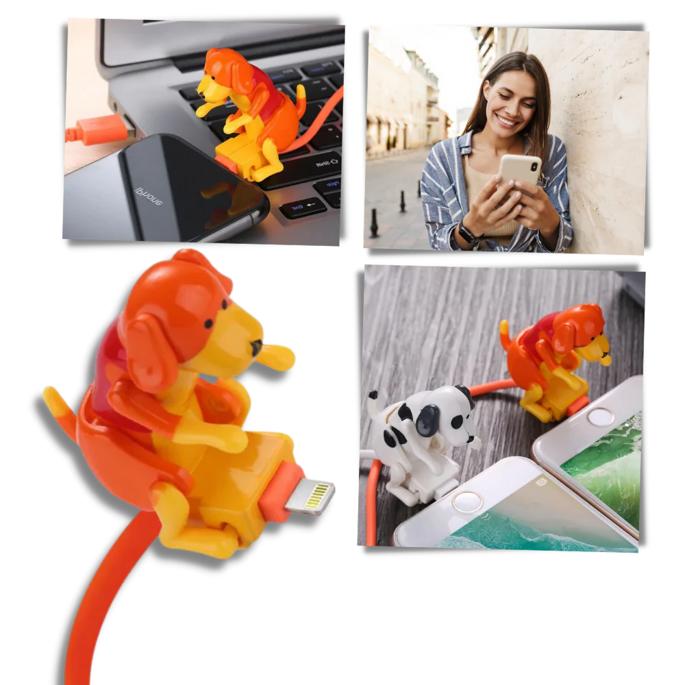 Belro humping dog fast charger cable for electronics, featuring a playful dog design and durable power and charging connection.
