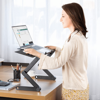 Belro laptop stand for desk, adjustable electronics accessory supporting laptops and improving workspace organization.