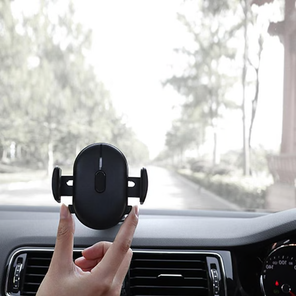 Belro car phone retractable mount holder attached to a vehicle dashboard, holding a smartphone securely for hands-free use.