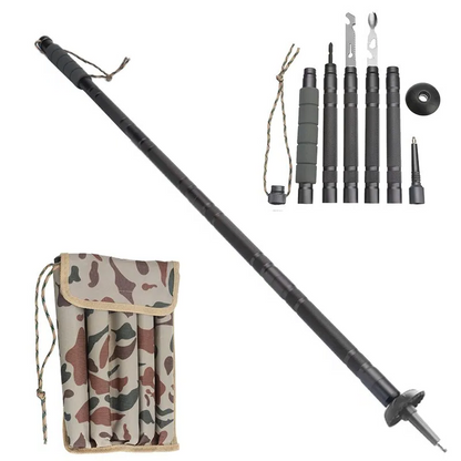 Belro Survival System walking stick, a sturdy health and beauty aid with ergonomic handle and durable design, ready for outdoor use.