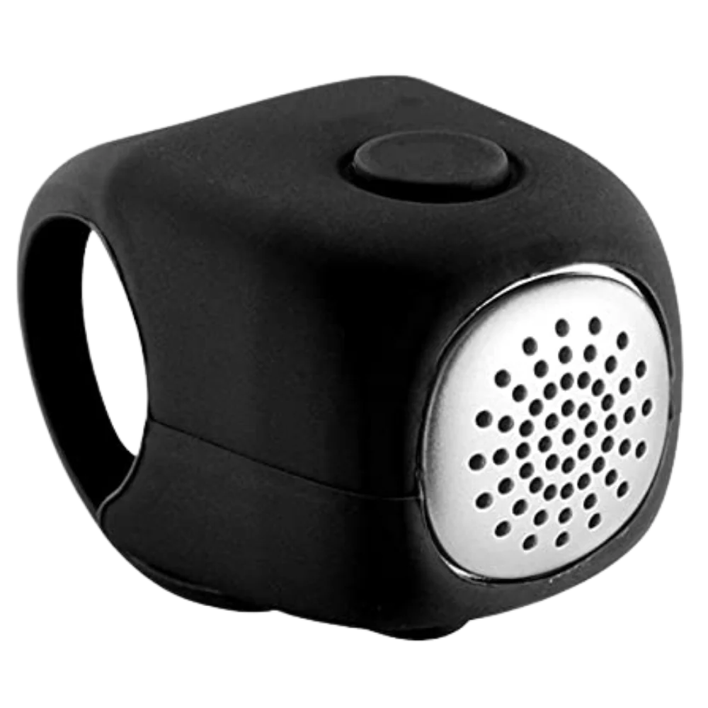 Belro strong bike horn mounted on a bicycle handlebar, outdoor use, compact and durable for cycling safety.