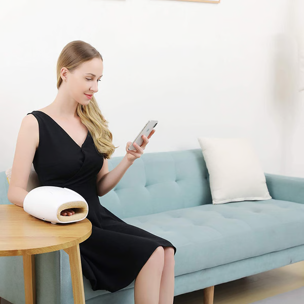 Belro electric rechargeable hand massager with soft rollers for pain relief and relaxation, designed for personal care.
