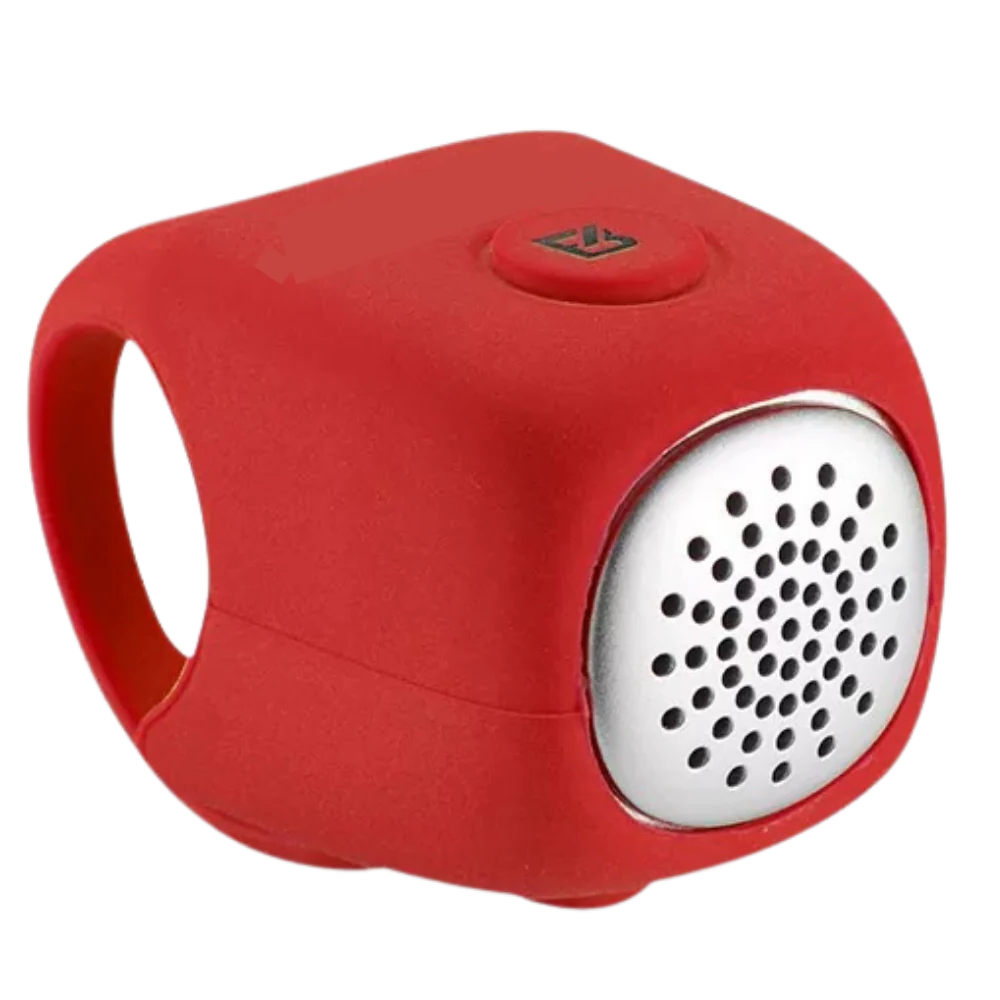 Belro strong bike horn mounted on a bicycle handlebar, outdoor setting, showcasing durable outdoor bike accessories.