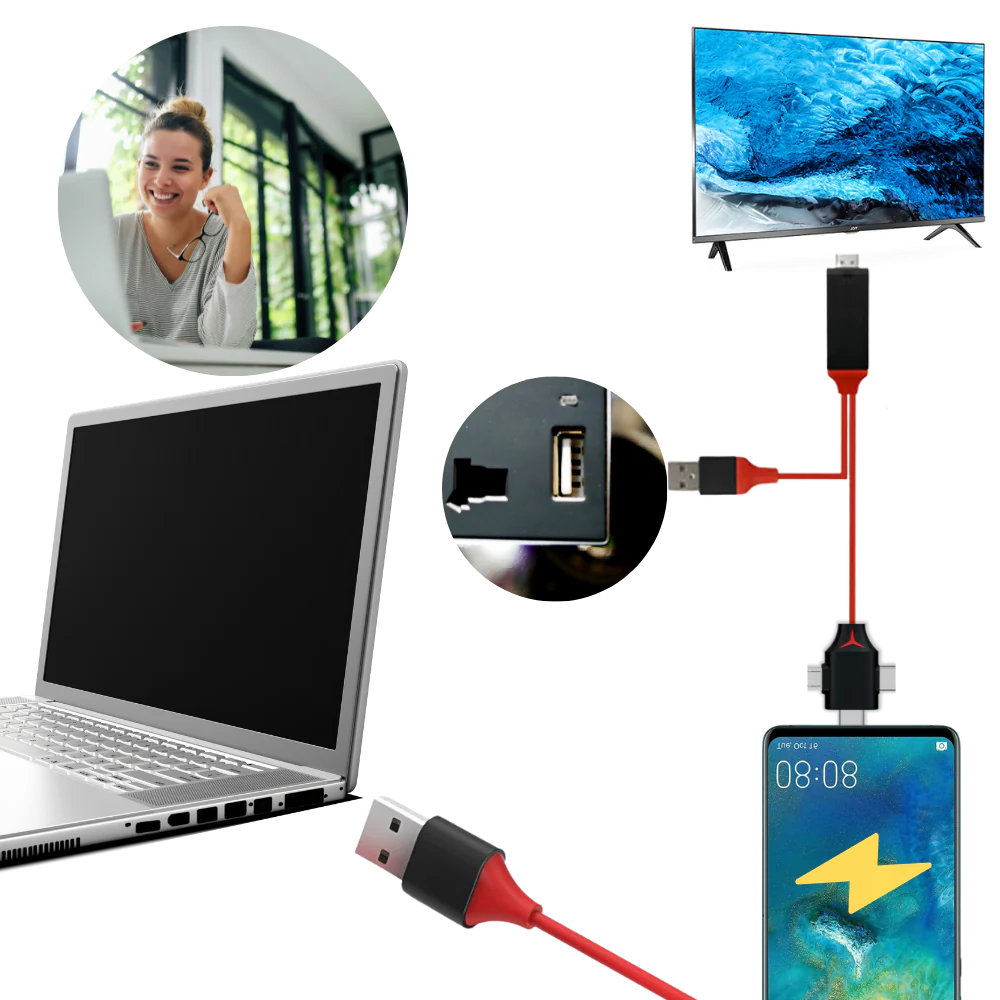 Belro HDMI adapter cable for phones and tablets, electronic audio accessory with output port and compact design.