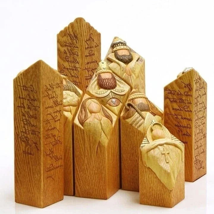Belro 9-piece Heaven Nativity Tree Pillar Statues set for holiday home and garden decor, featuring angel and nativity scene figures.