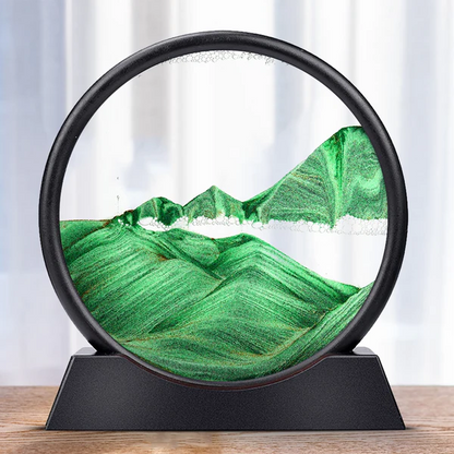 Belro Moving Sea Sand Art toy with colorful sand layers creating dynamic, flowing patterns in a glass container.