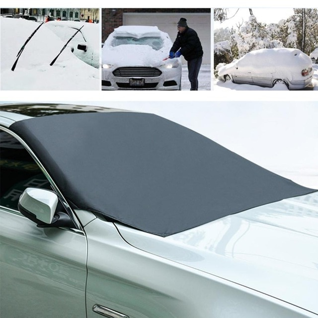 Magnetic car windshield cover by Belro, designed for easy installation and protection against snow and ice.