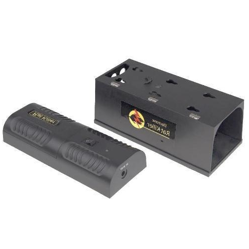 Belro electric mouse trap device, compact electronic pest control tool with battery compartment and power button visible.