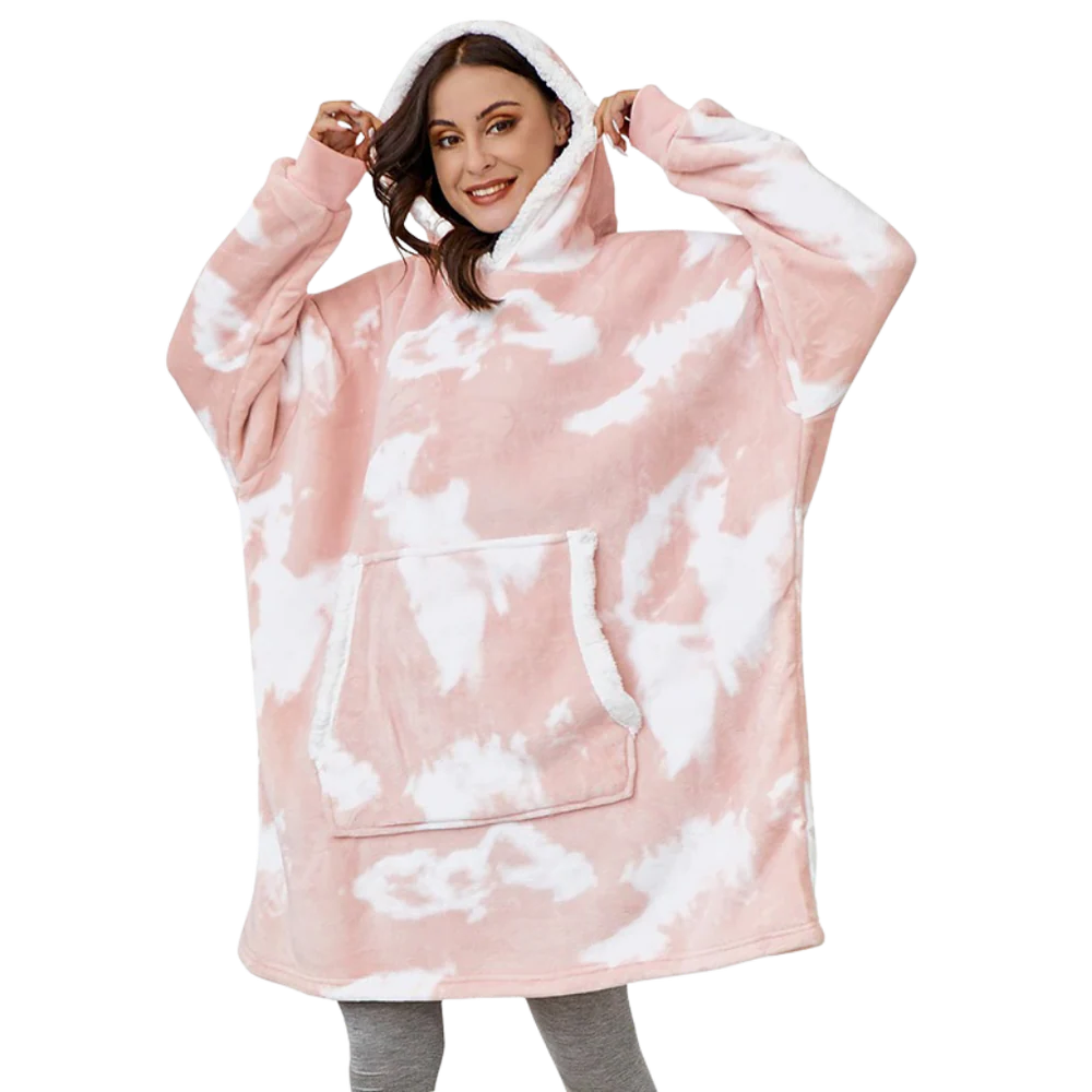 Belro Giant Blanket Hoodie in rainwear style, shown with oversized, soft fabric and cozy hood, perfect for staying warm and dry.