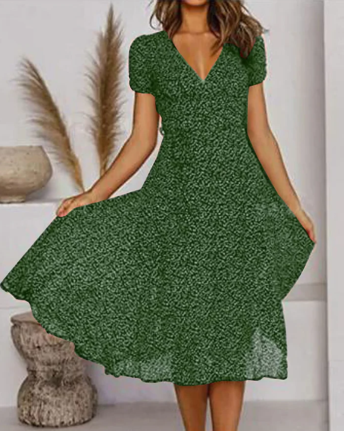 Belro floral print V-neck chiffon dress with long sleeves, featuring a colorful, lightweight flowy fabric and a feminine silhouette.
