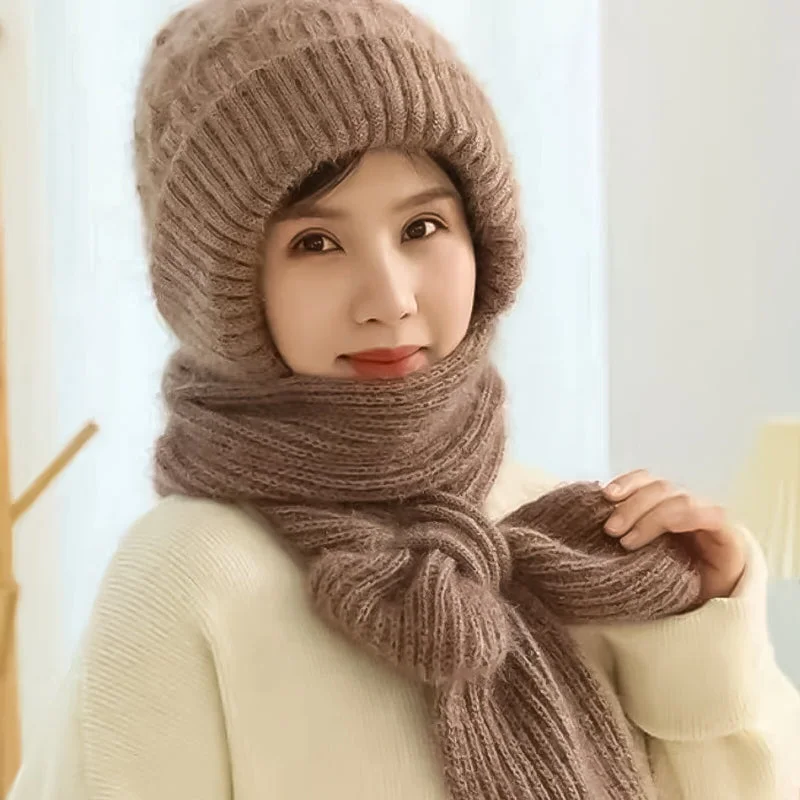 Belro women's winter cap with integrated ear protection, windproof scarf design, perfect for cold weather.