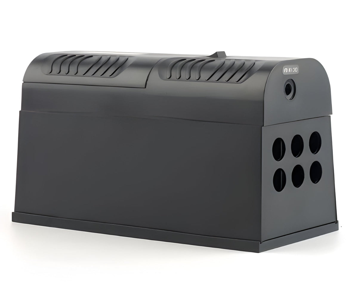 Belro electric mouse trap with a sleek design, featuring electronic components and a safety cover for humane pest control.