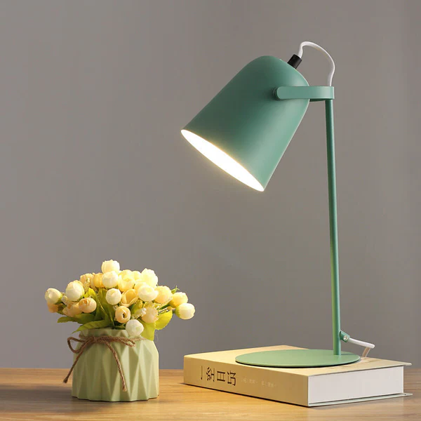 Belro Nordic Macaron color creative iron bucket desk lamp with light, modern design, perfect for stylish lighting and workspace decor.