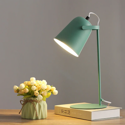 Belro Nordic Macaron color creative iron bucket desk lamp with light, modern design, perfect for stylish lighting and workspace decor.