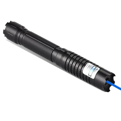 Belro Burning Blue High-Power Tactical Laser Torch displaying its bright blue beam in a dark environment.