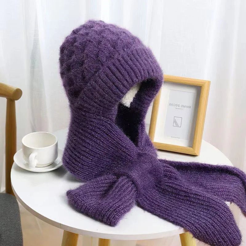 Belro women's winter hat with integrated ear protection, windproof cap and scarf combo, designed for cold weather warmth.